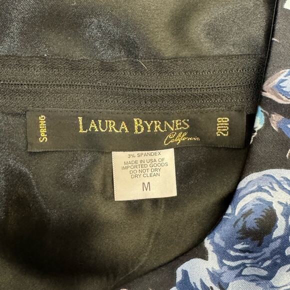 Pinup Girl Clothing by Laura Byrnes Blue Rose Satin Dress Womens M - Picture 8 of 9